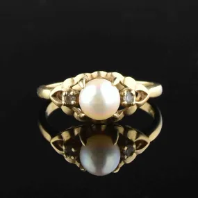 Engagement Pearl Solitaire Ring in Size 6, 10K Gold