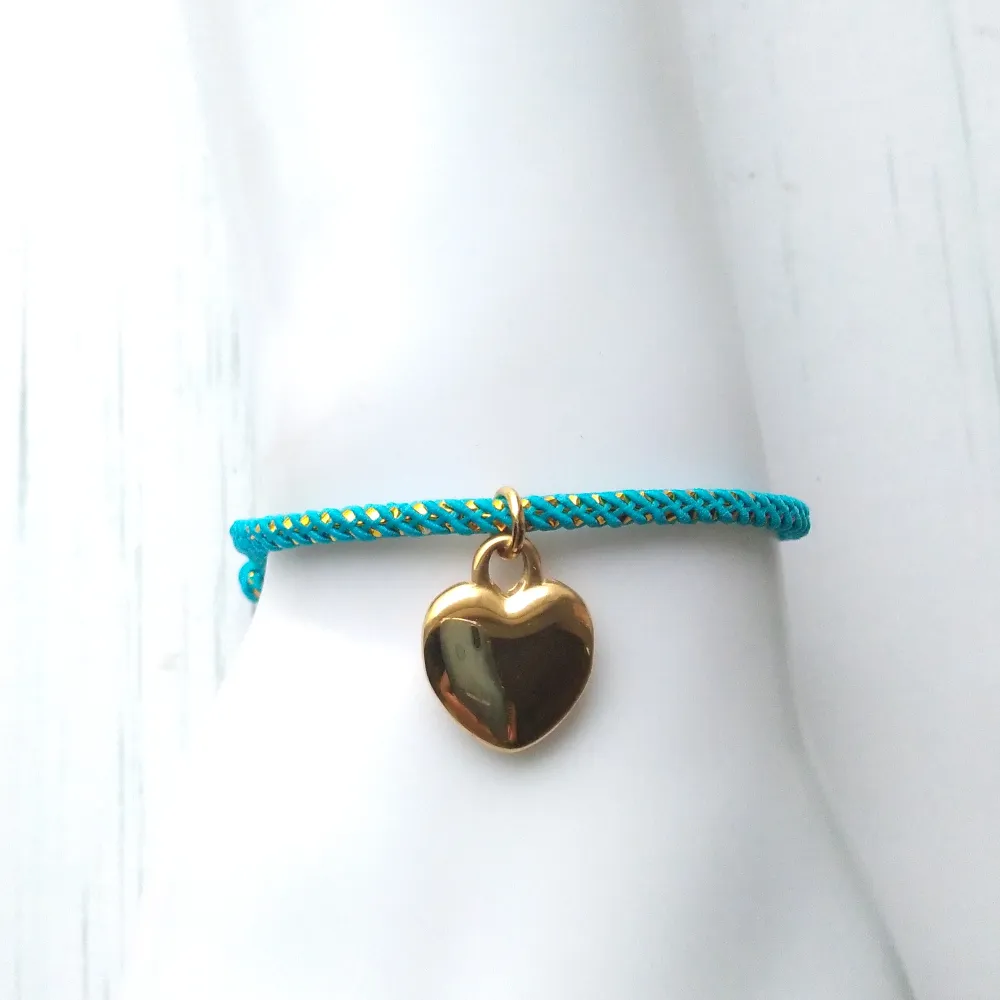 2 Heart Metallic Cord Slider Olivia Slider Bracelet