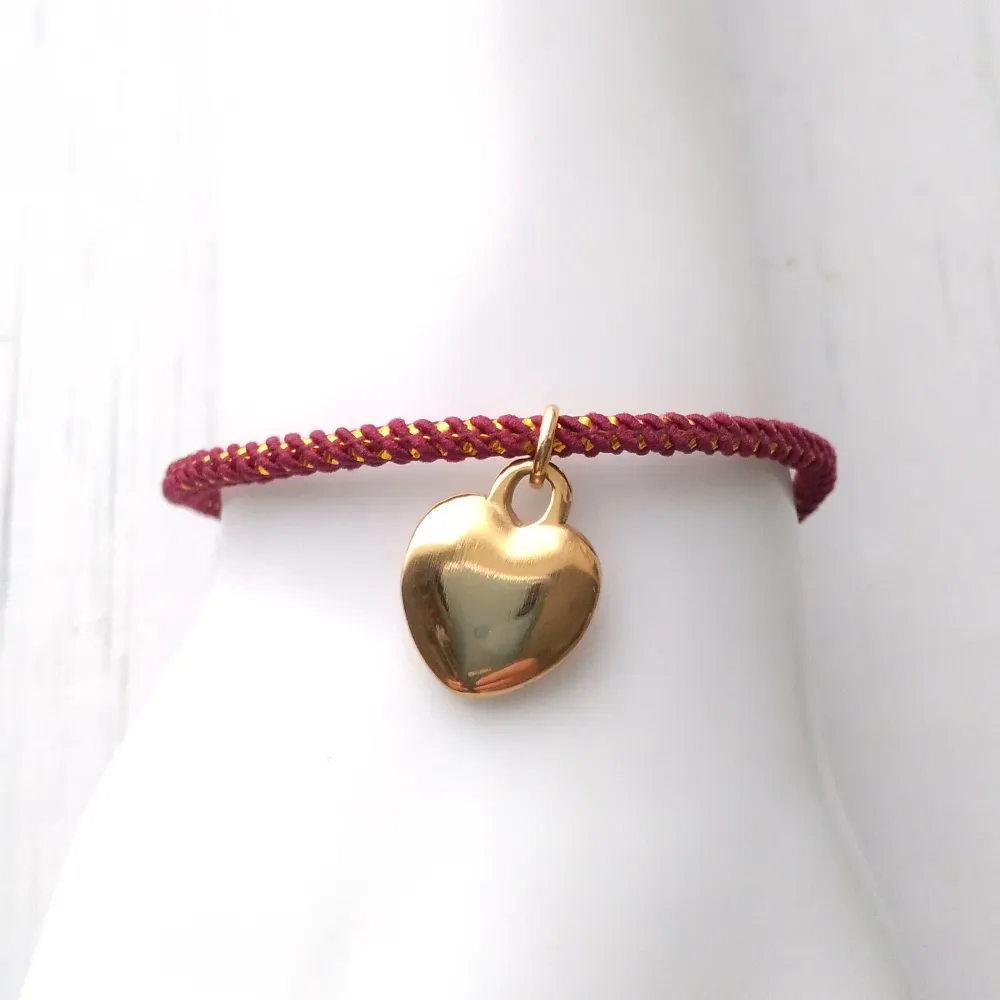 2 Heart Metallic Cord Slider Olivia Slider Bracelet