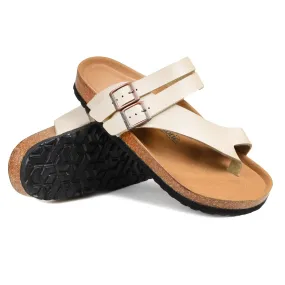 Comfort Slides in Cream with Split Toe by Aerothotic Kaizen