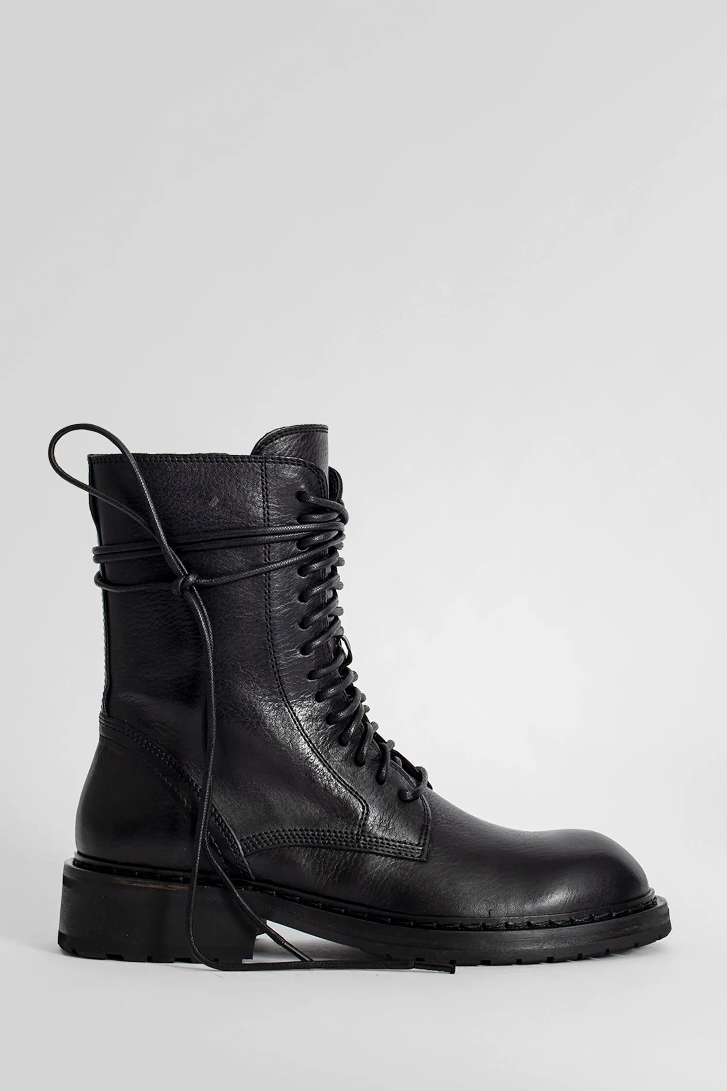 ann demeulemeester combat boots with laced-up design