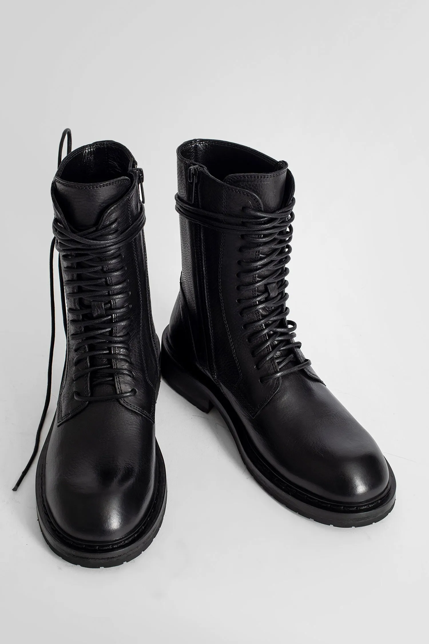 ann demeulemeester combat boots with laced-up design