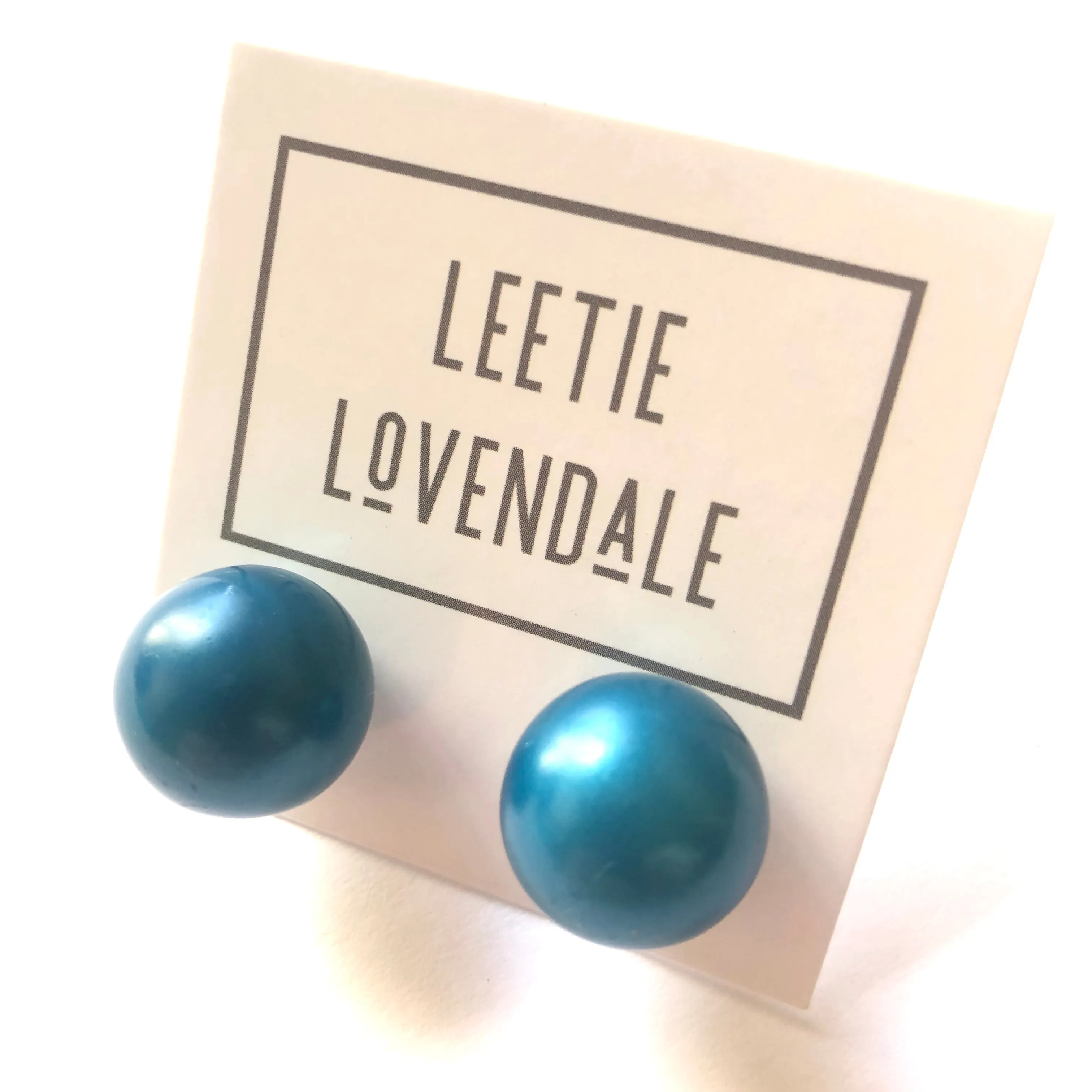 Aqua Metallic Jumbo Ball Stud Earrings