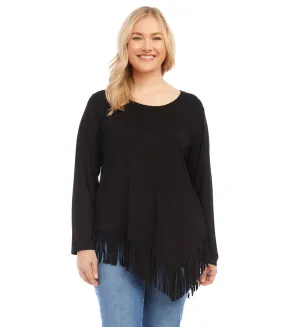 Plus Size Fringe Asymmetric Top