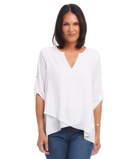 Petite Size Wrap Top with Asymmetric Hem