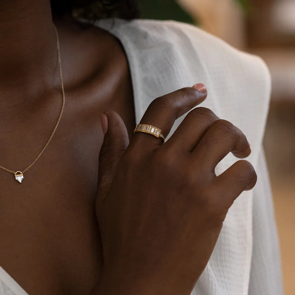 Diamond Bar Ring with Baguette Diamonds