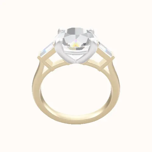 Diamond Ring with Baguette Sidestones