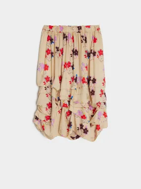 Flower Pattern Layered Skirt