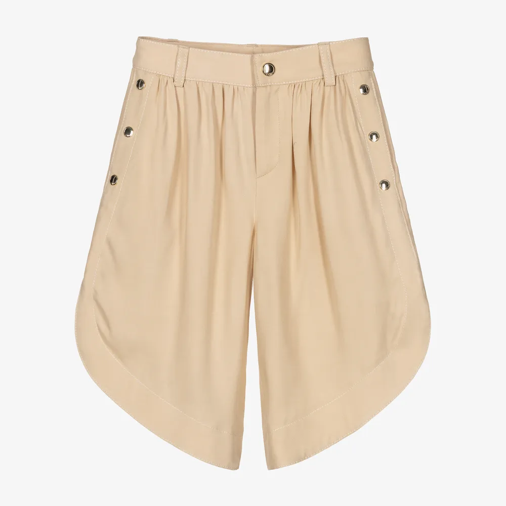 Beige tulip-shaped culottes for girls