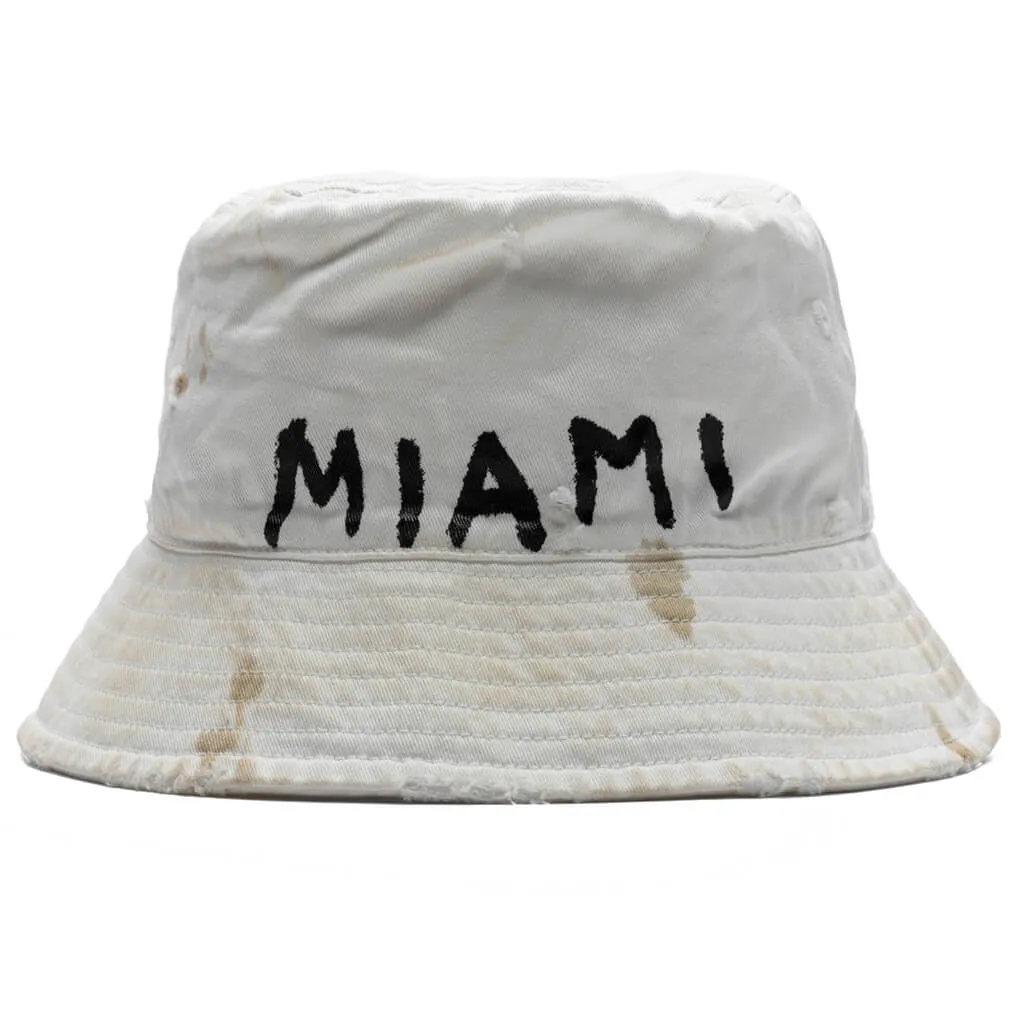 Beige/Black Bucket Hat with Seasonal Logo