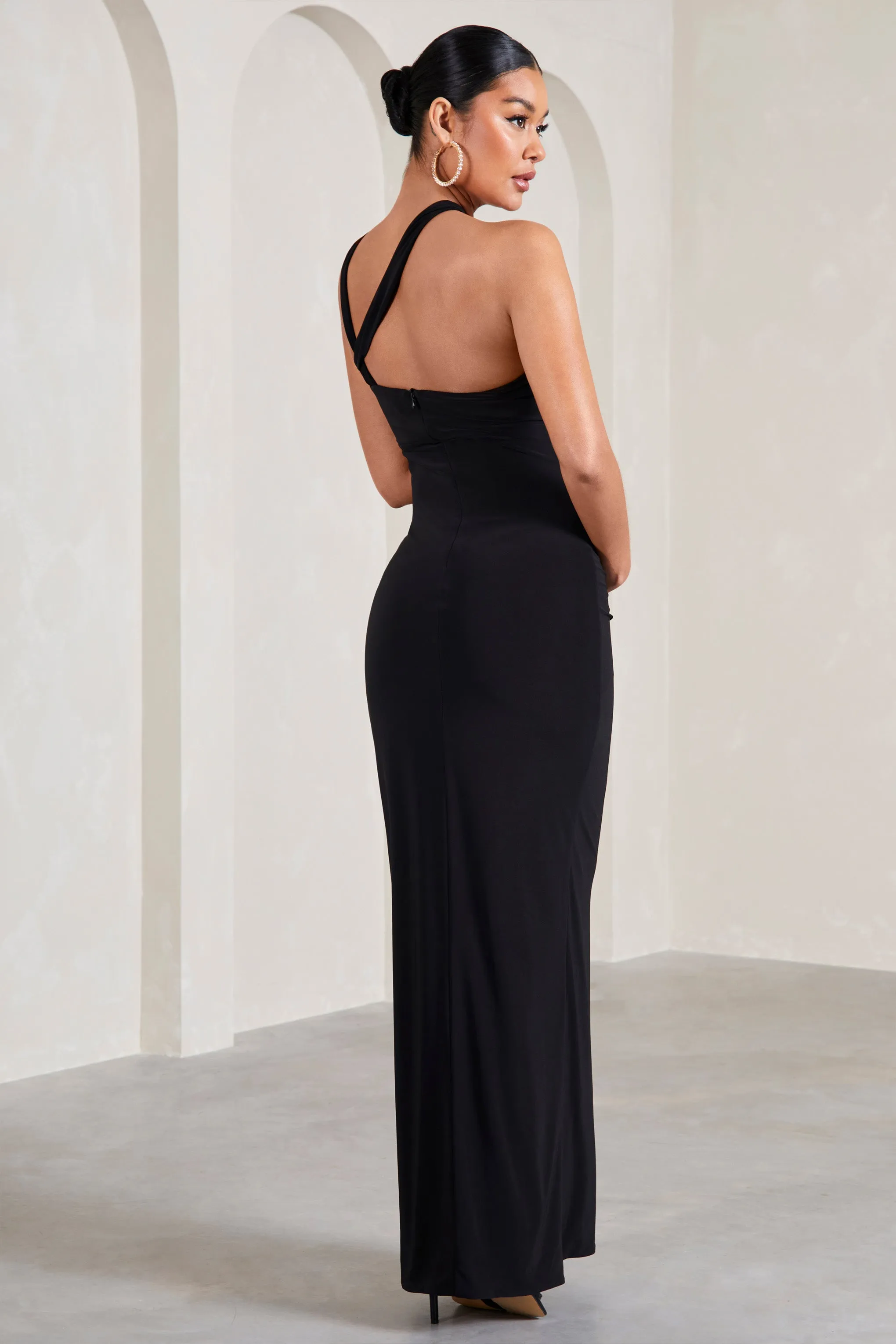 Black Strappy Maternity Maxi Dress