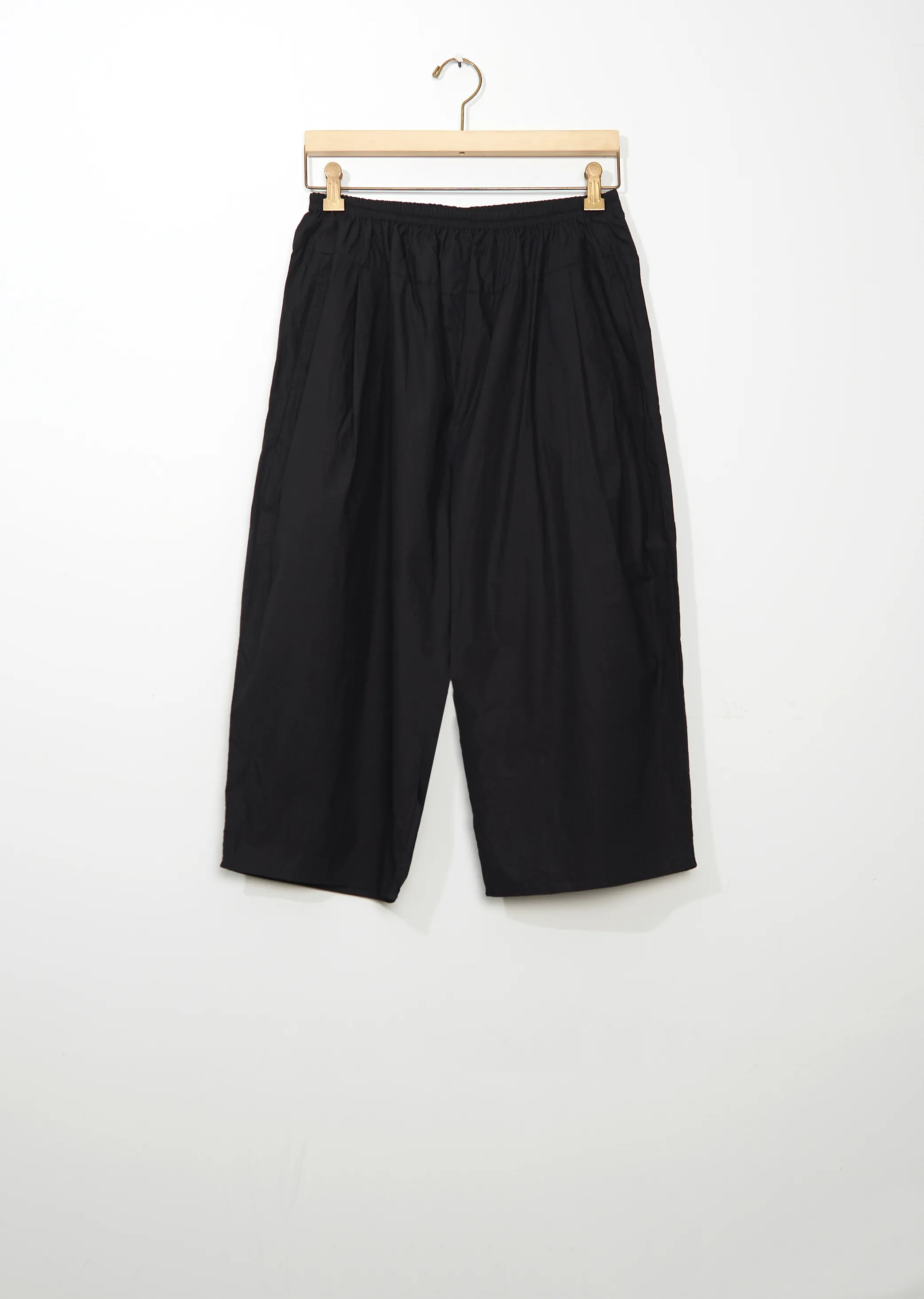 Black cotton culottes with gathers