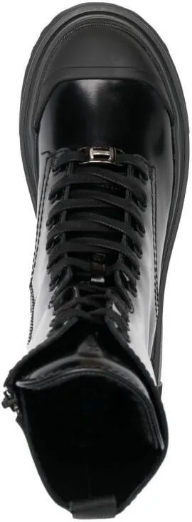 Black Hogan Lace-Up Combat Boots