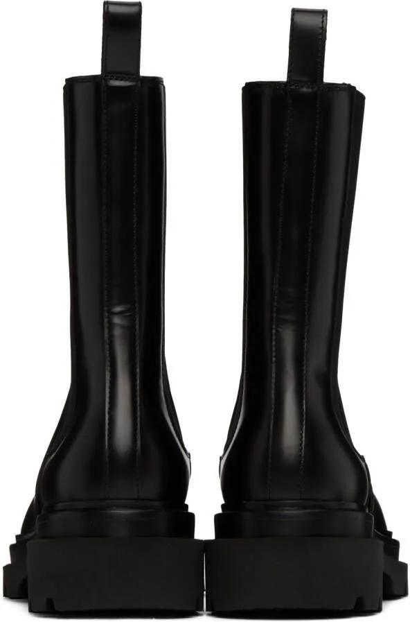 Black leather combat boots by Santoni