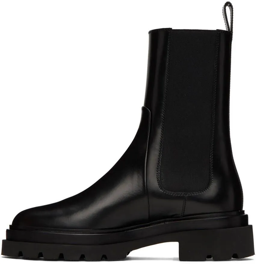 Black leather combat boots by Santoni