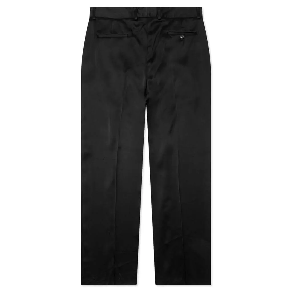 Black Shiny Trousers with Double Pleats