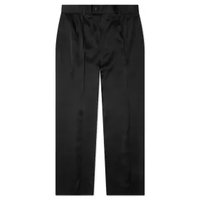 Black Shiny Trousers with Double Pleats