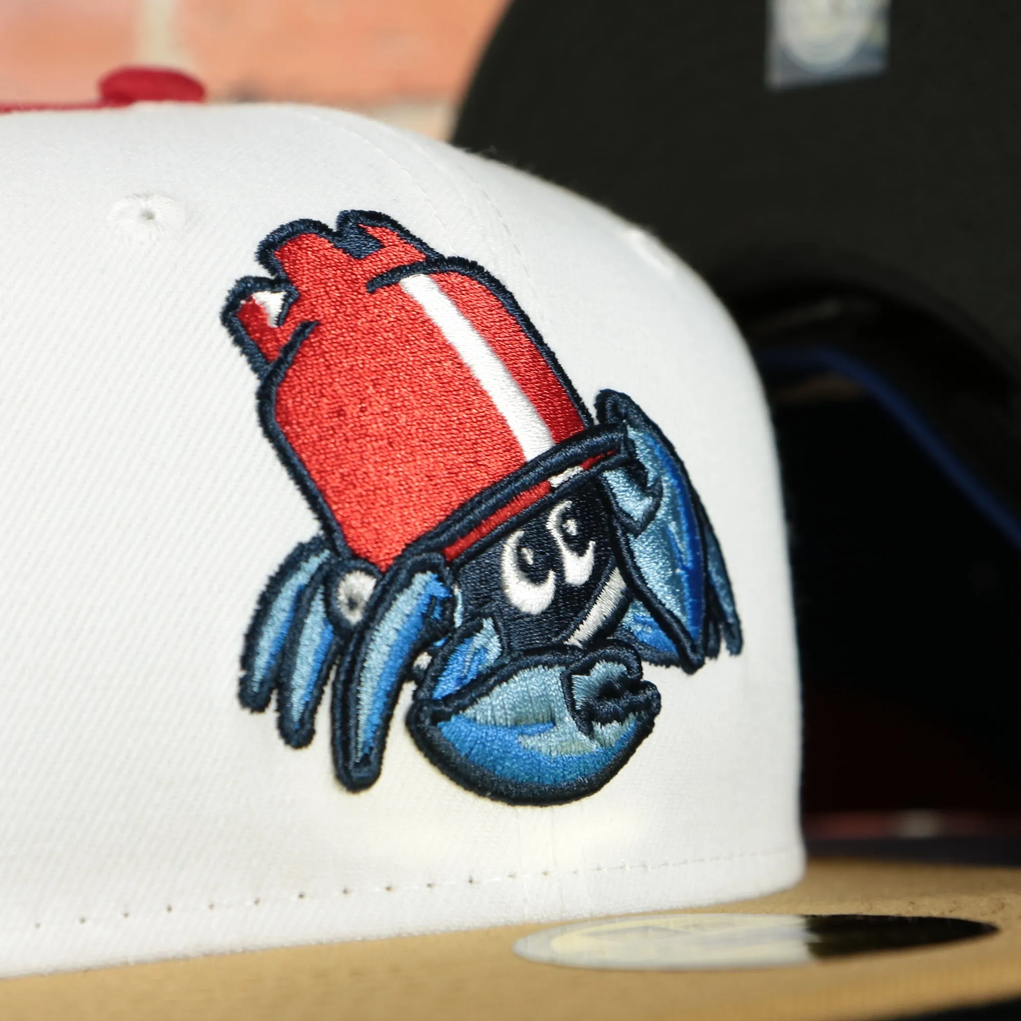 Jersey Shore Blueclaws 59Fifty Fitted Cap in Blue, White, Red, Tan, and Royal