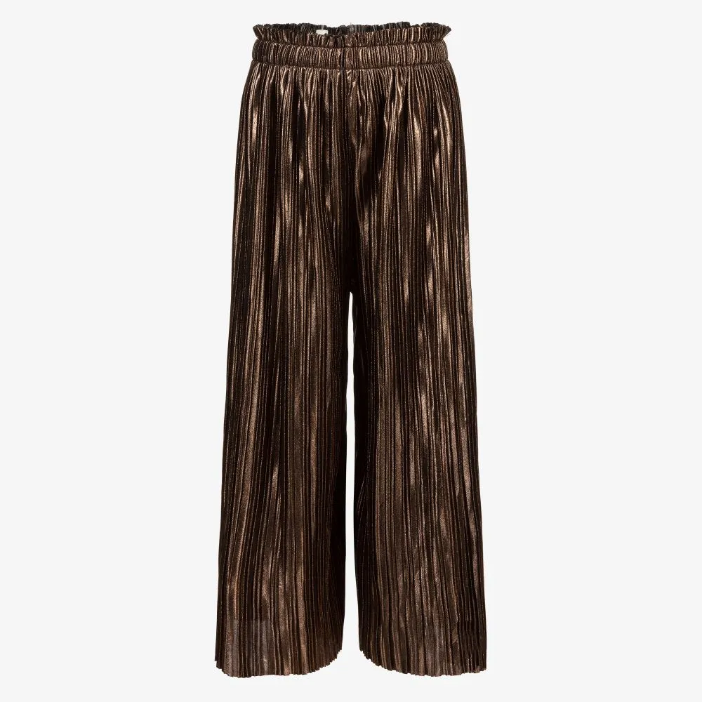 Bronze pleated culottes for girls