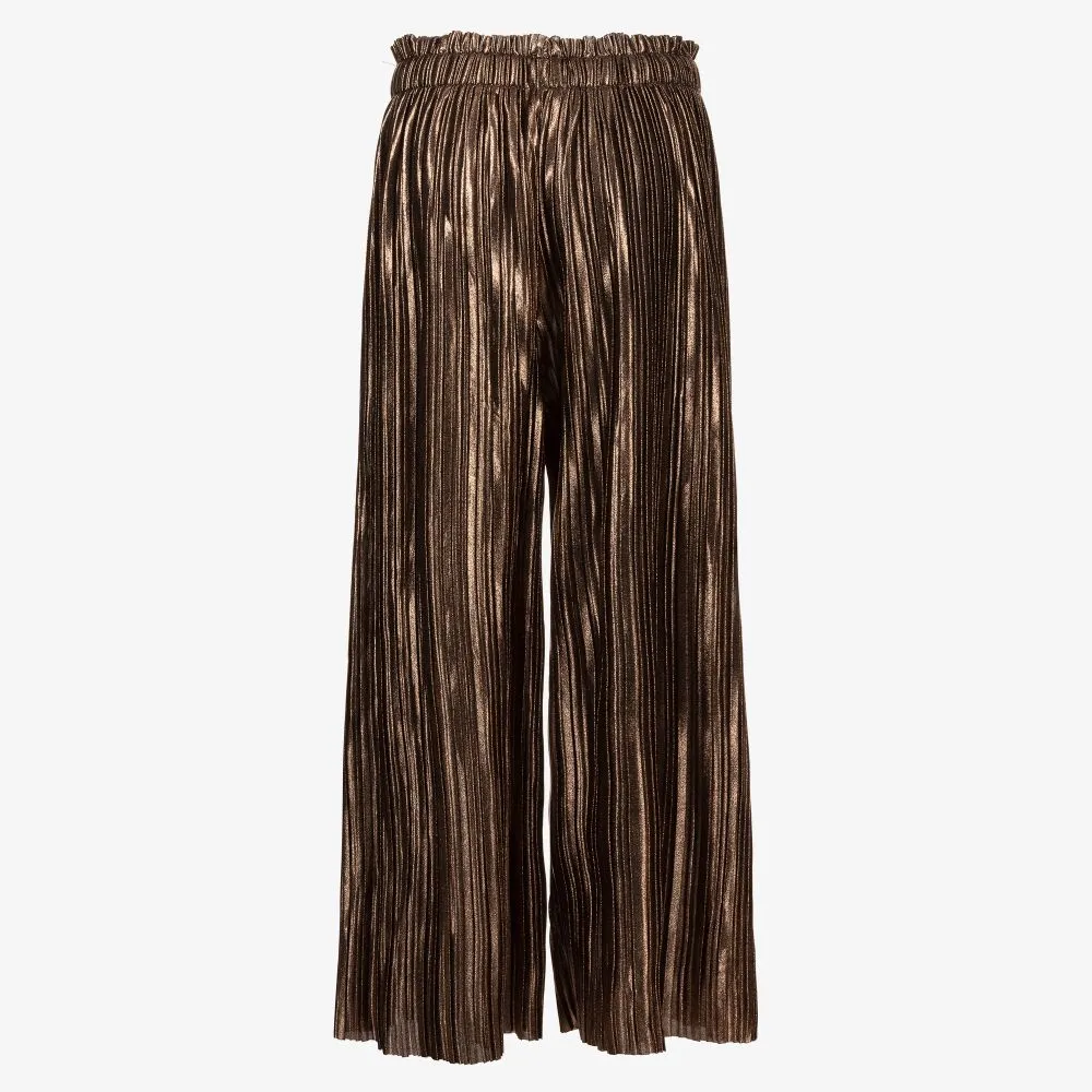 Bronze pleated culottes for girls