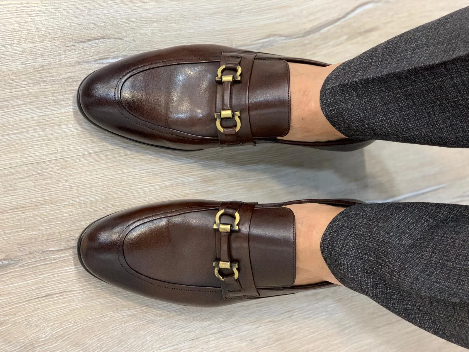 Brown Suede Shoes with Buckle Detail