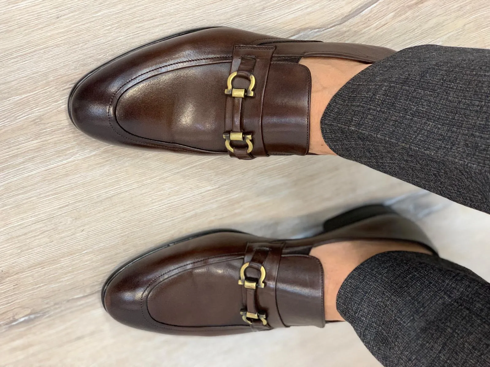 Brown Suede Shoes with Buckle Detail