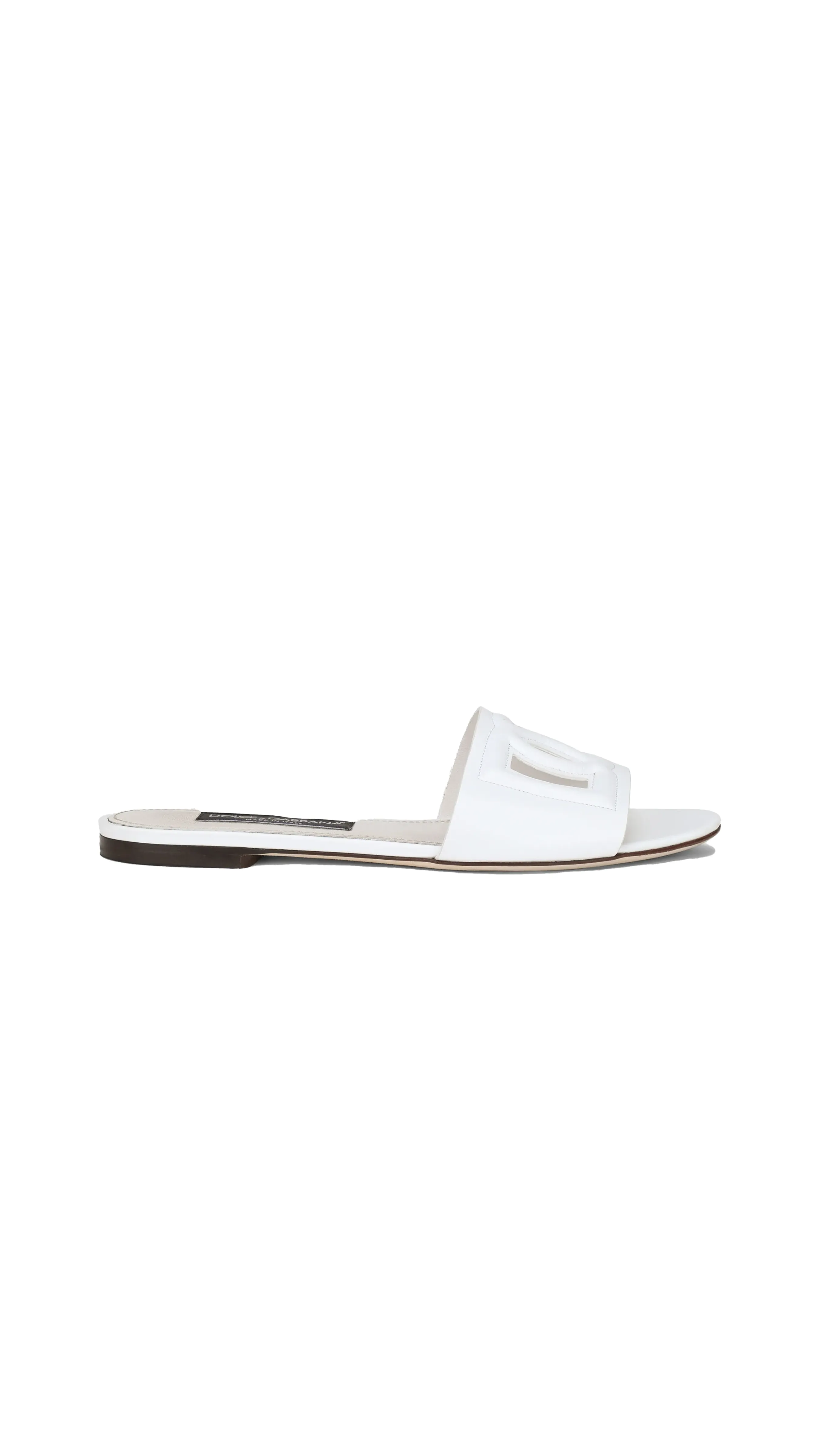 Calfskin White Slides With DG Logo