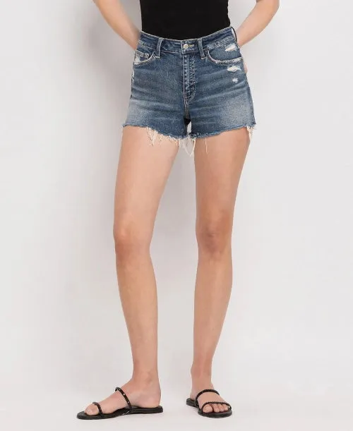 Vision Denim Short with High Rise and Fold