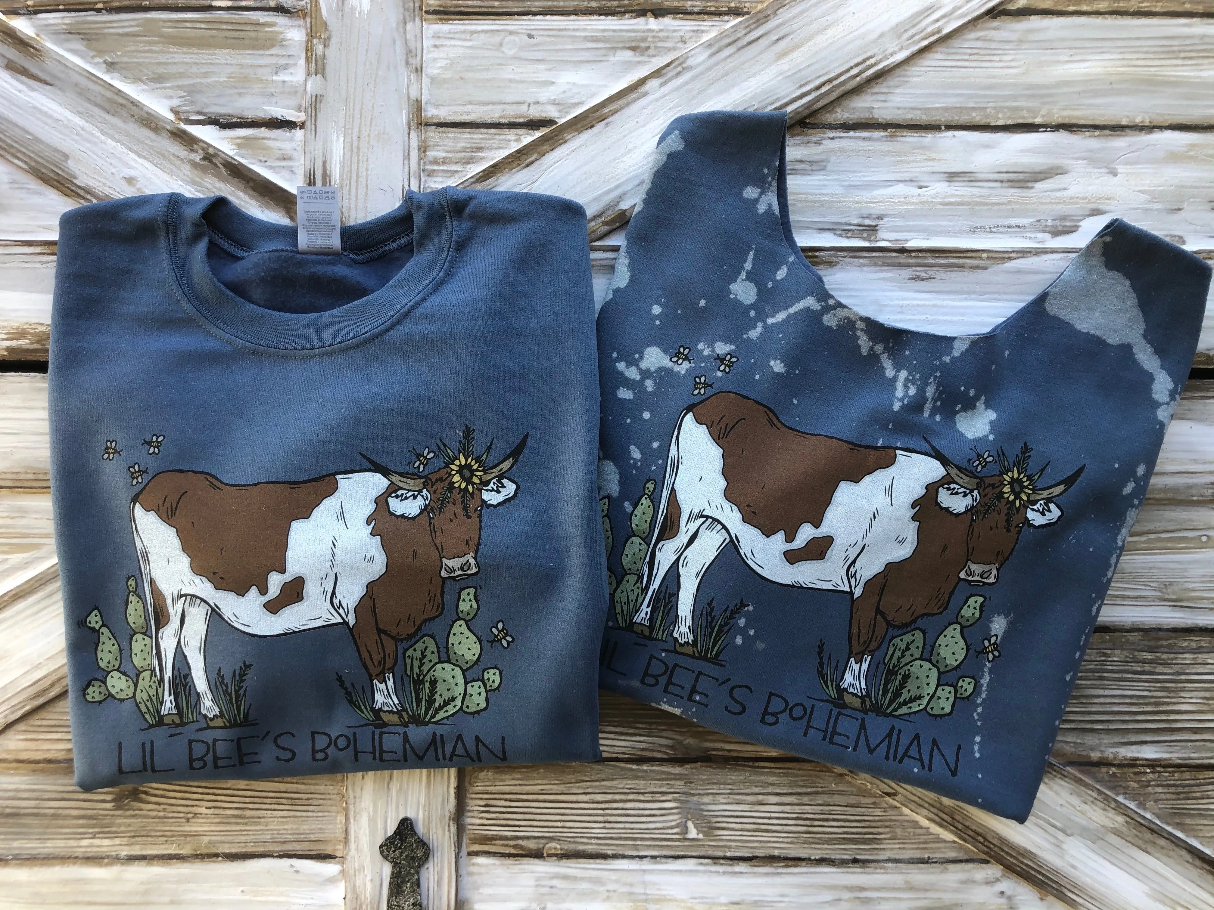 Brown & White Spotted Cow Cattle Call Sweatshirts