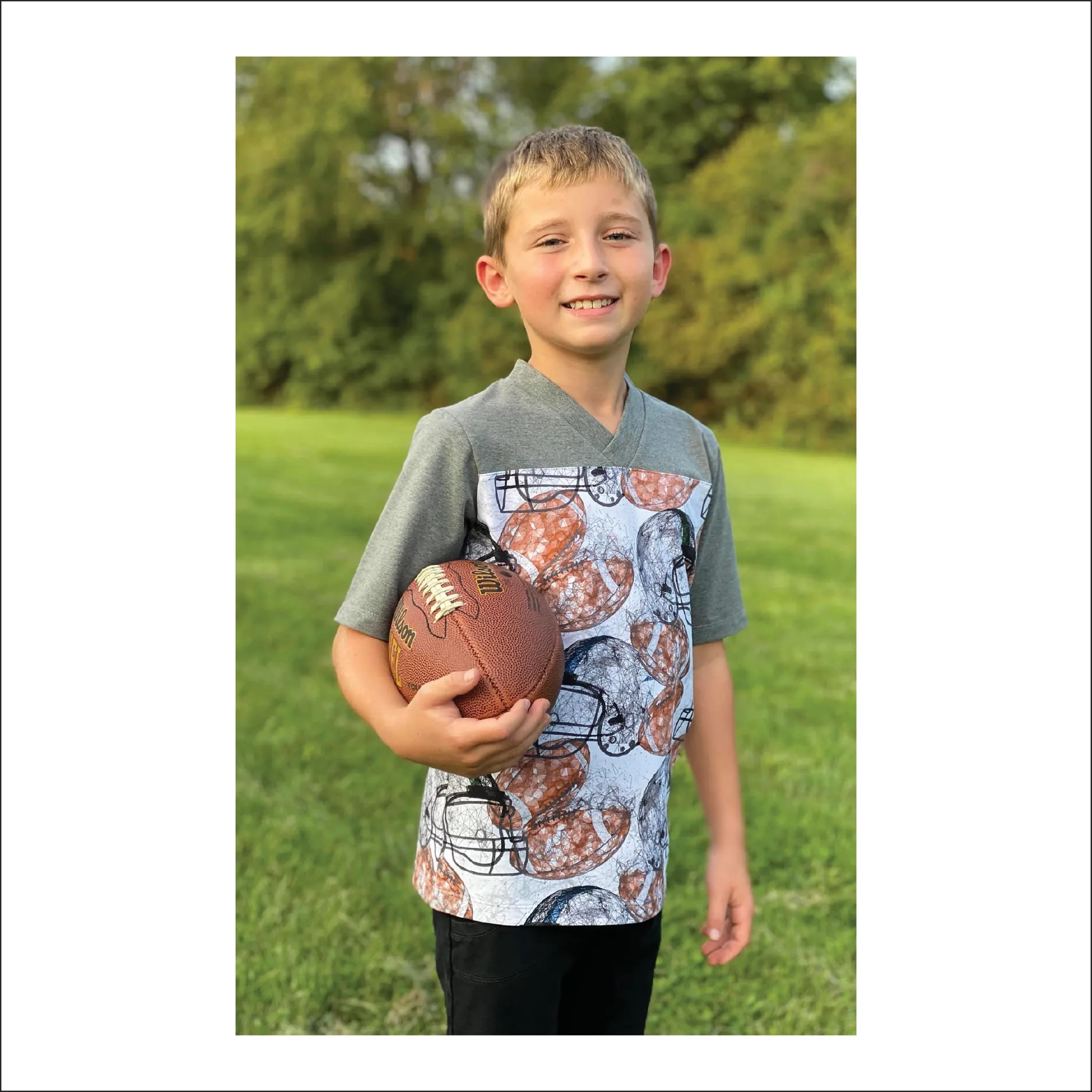 Child Football Jersey Tee Sewing Pattern for Kids 2T-16