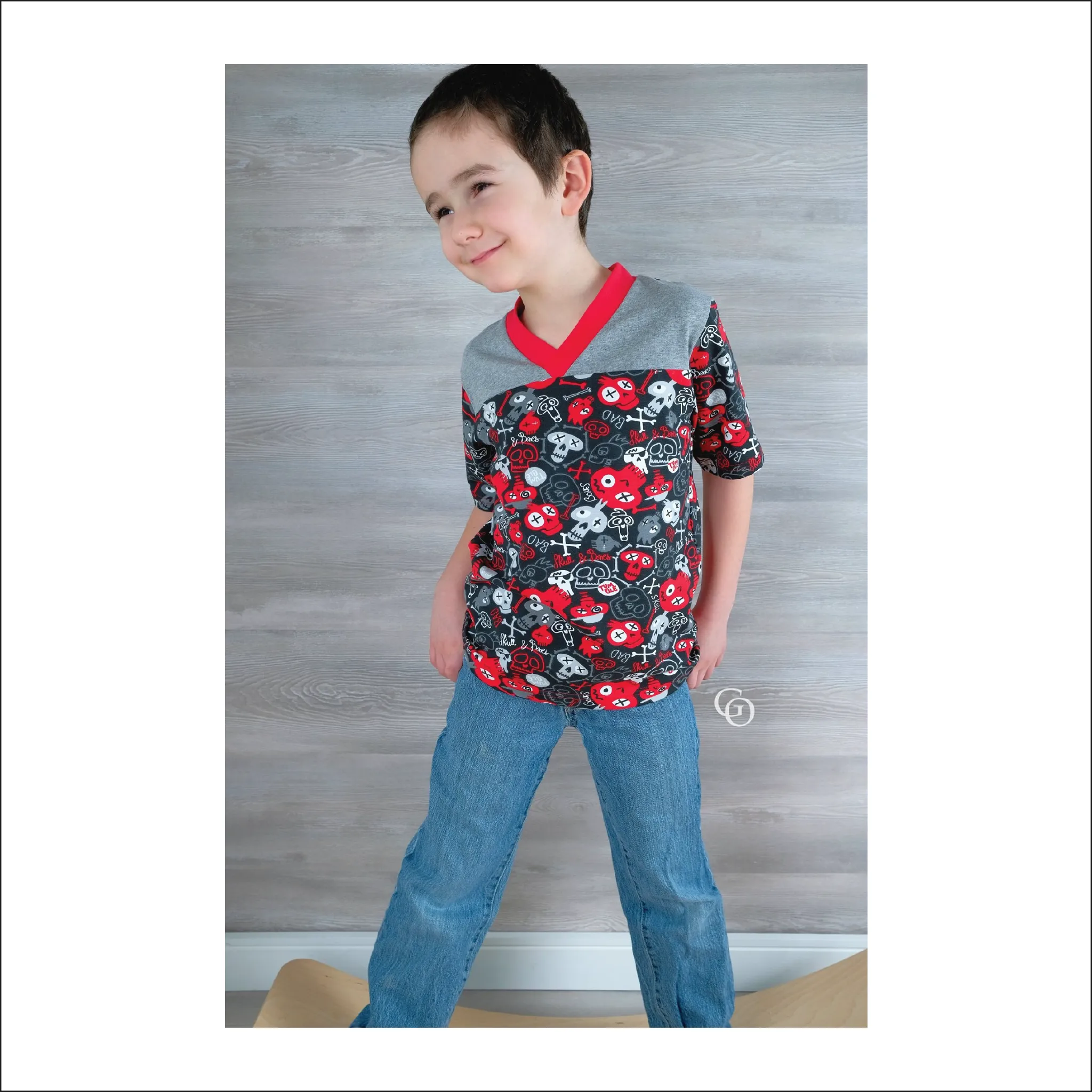 Child Football Jersey Tee Sewing Pattern for Kids 2T-16