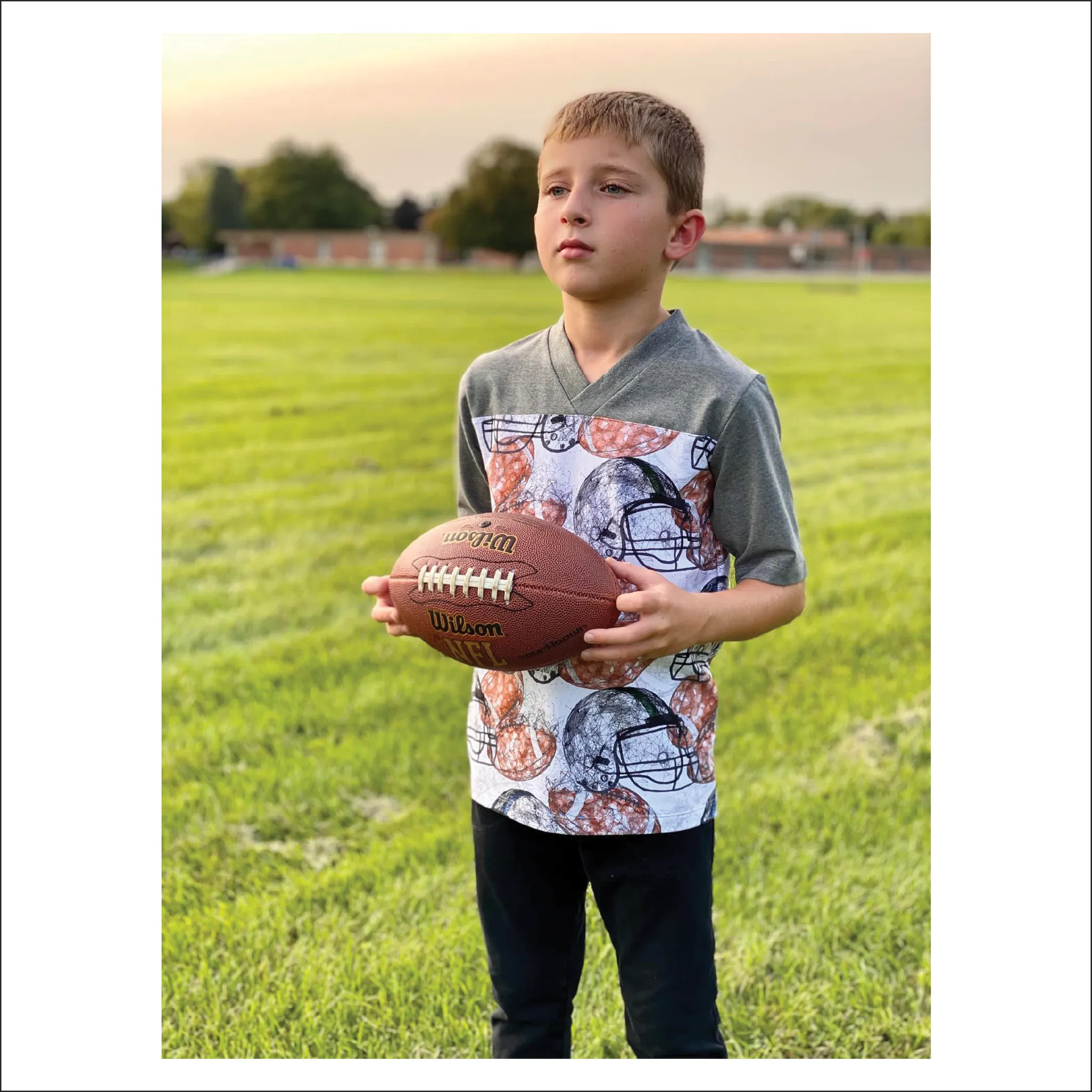 Child Football Jersey Tee Sewing Pattern for Kids 2T-16