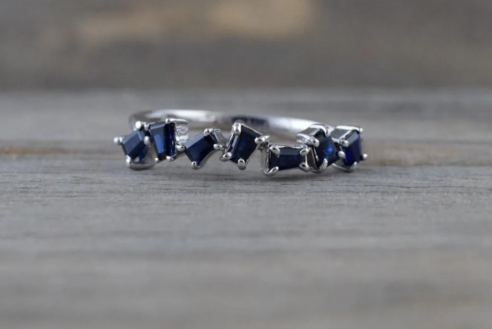 Stylish Sapphire Baguette Cut Band Ring B10080