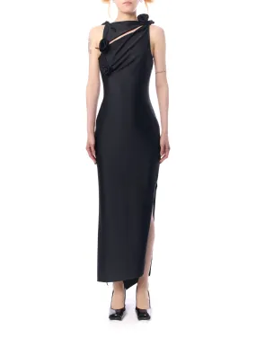 Black Asymmetric Flower Gown by Coperni