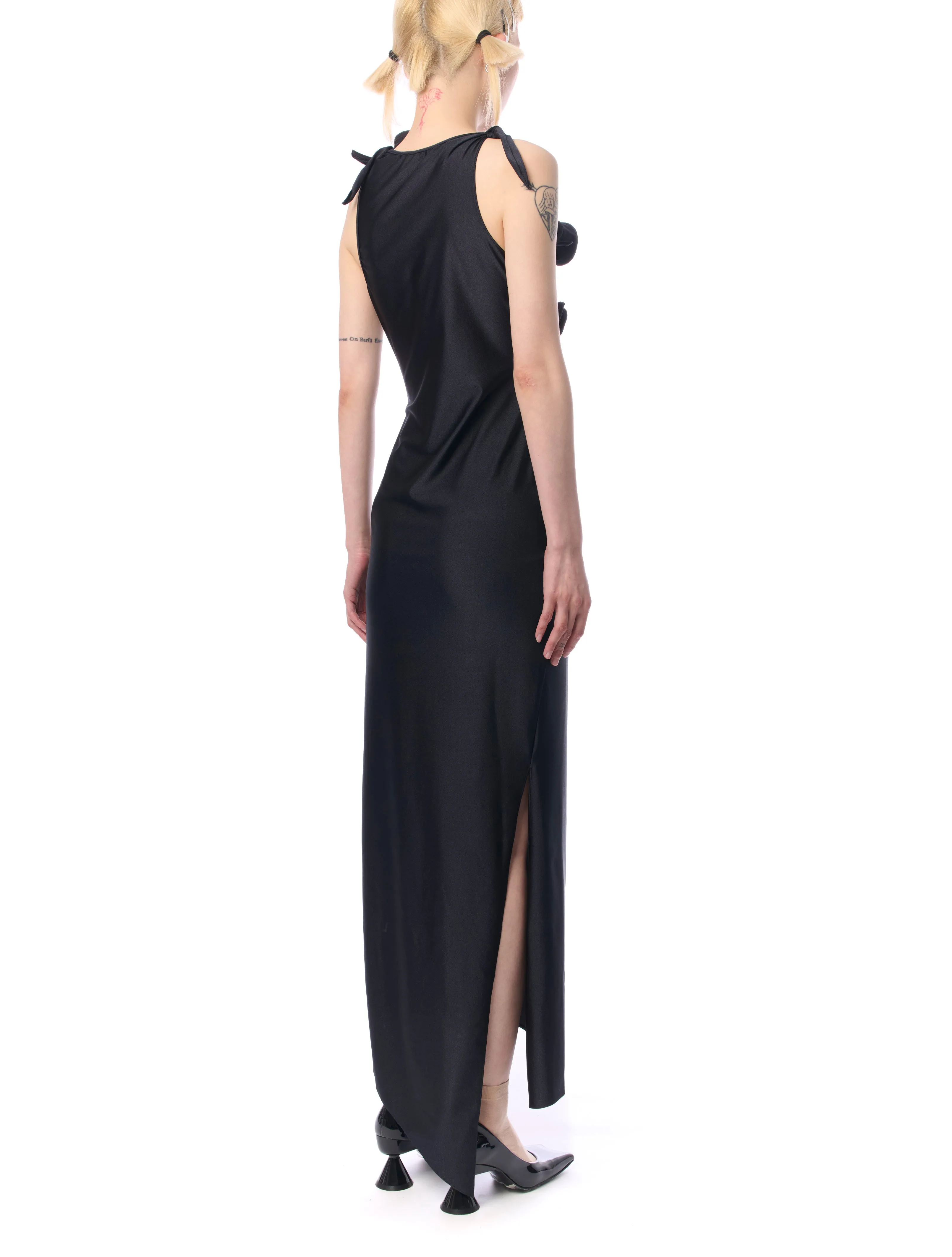 Black Asymmetric Flower Gown by Coperni