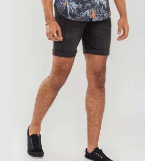 D555 Geneva Black Men's Stretch Denim Shorts