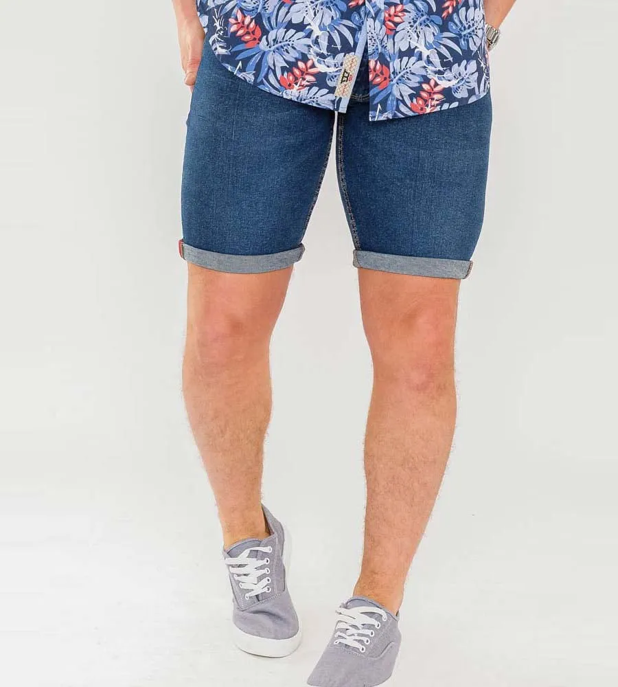 Stylish Blue Denim Shorts for Men by Davidson