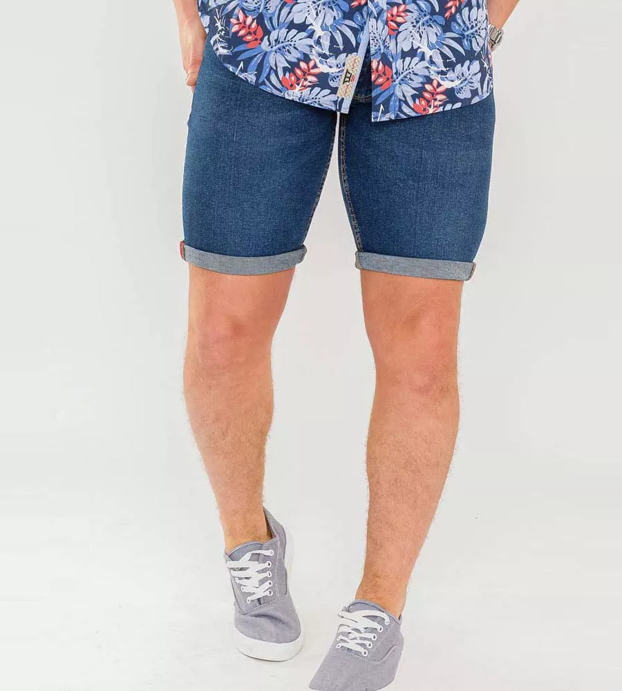 Stylish Blue Denim Shorts for Men by Davidson