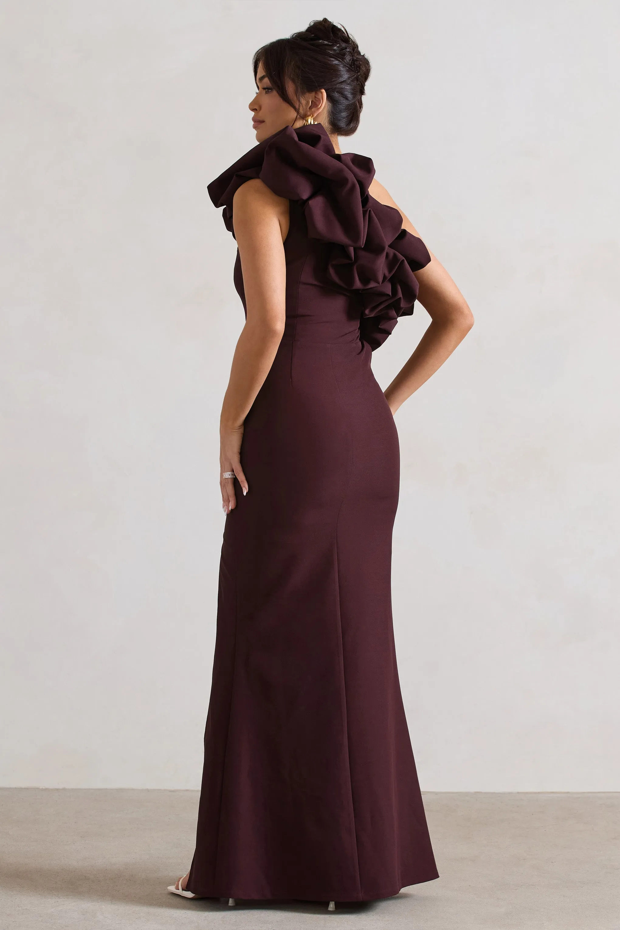 Dark Plum Ruffle Maxi Dress