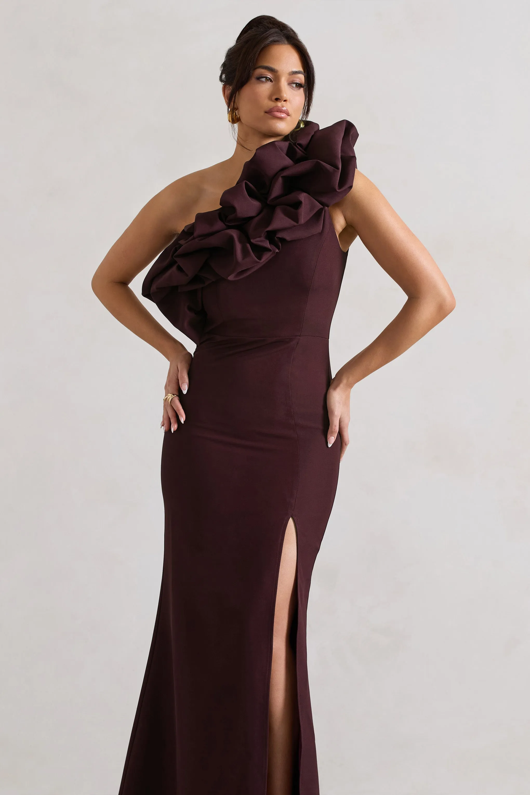 Dark Plum Ruffle Maxi Dress