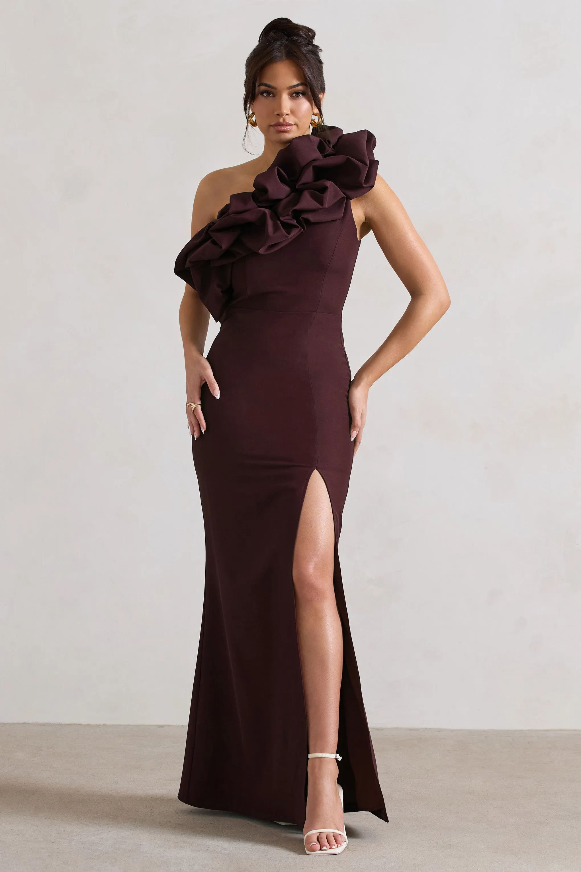 Dark Plum Ruffle Maxi Dress