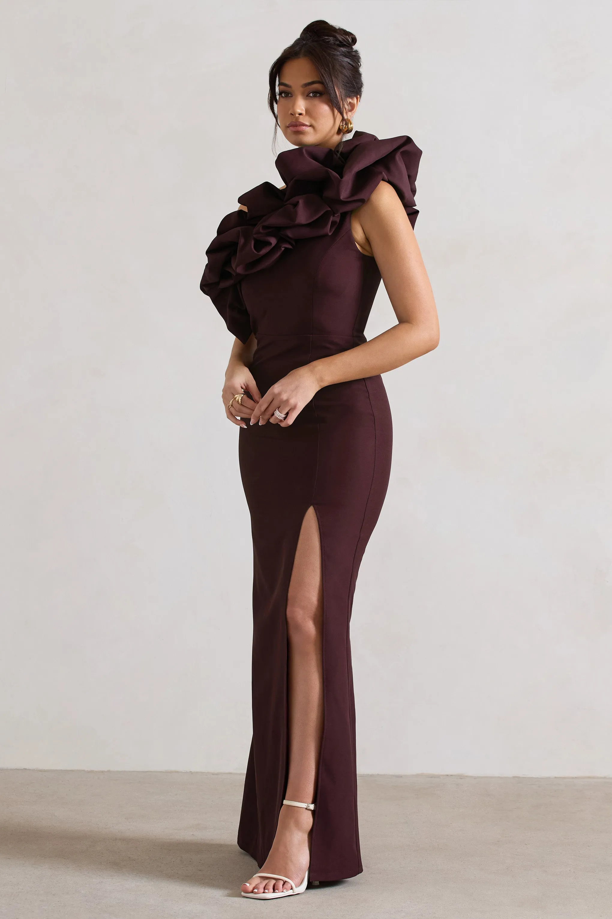 Dark Plum Ruffle Maxi Dress