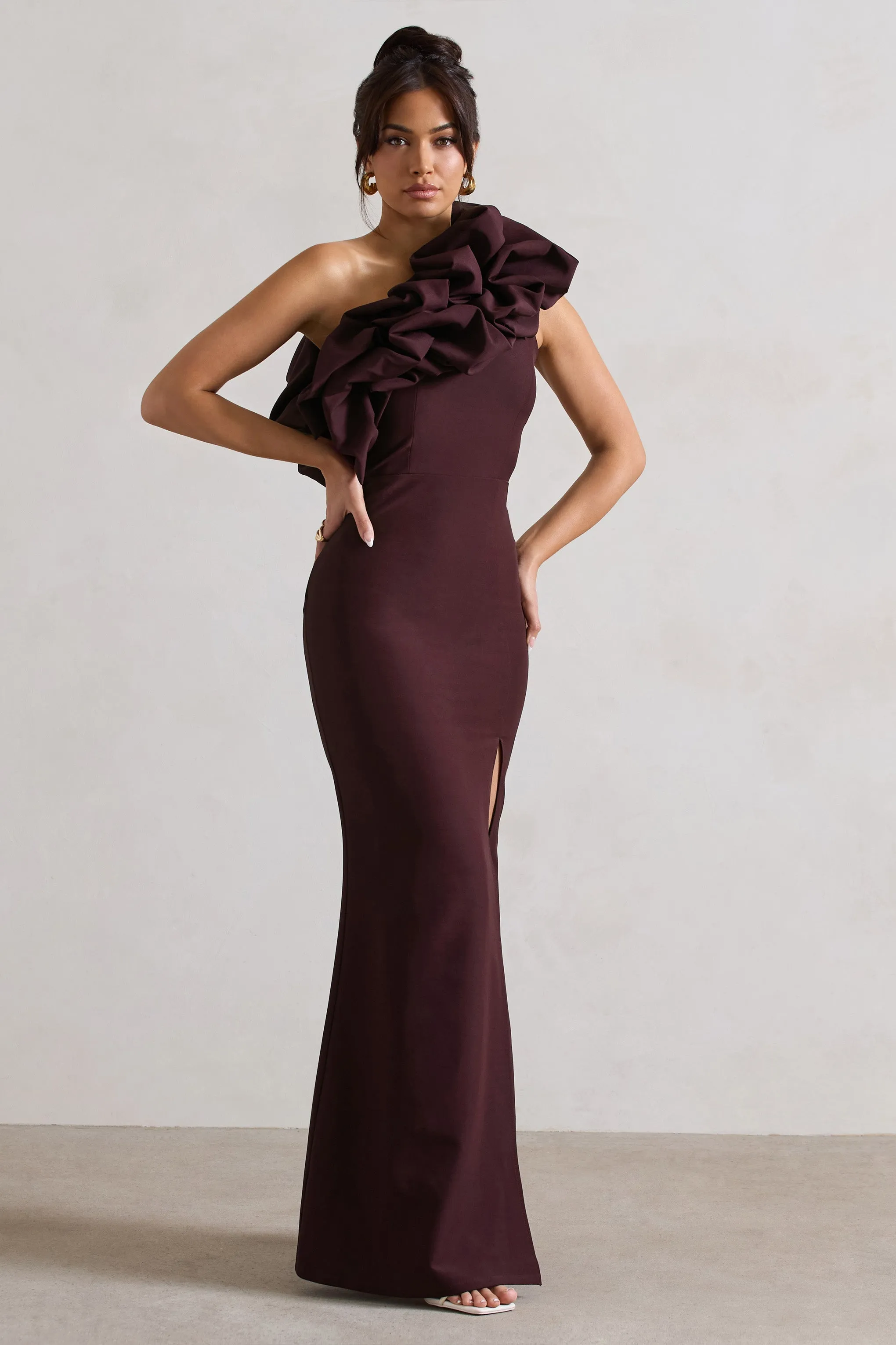 Dark Plum Ruffle Maxi Dress