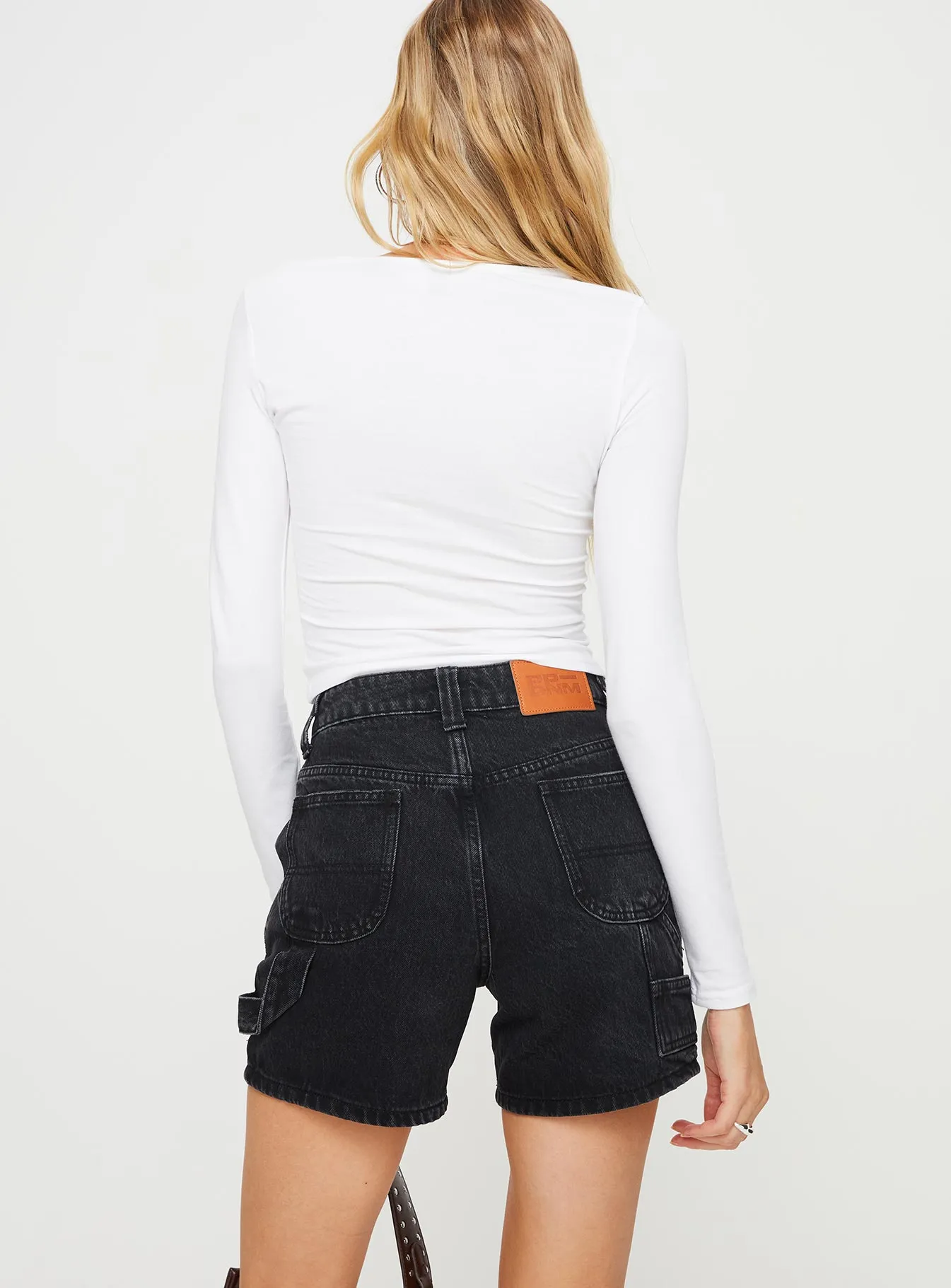 Washed Black Denim Shorts