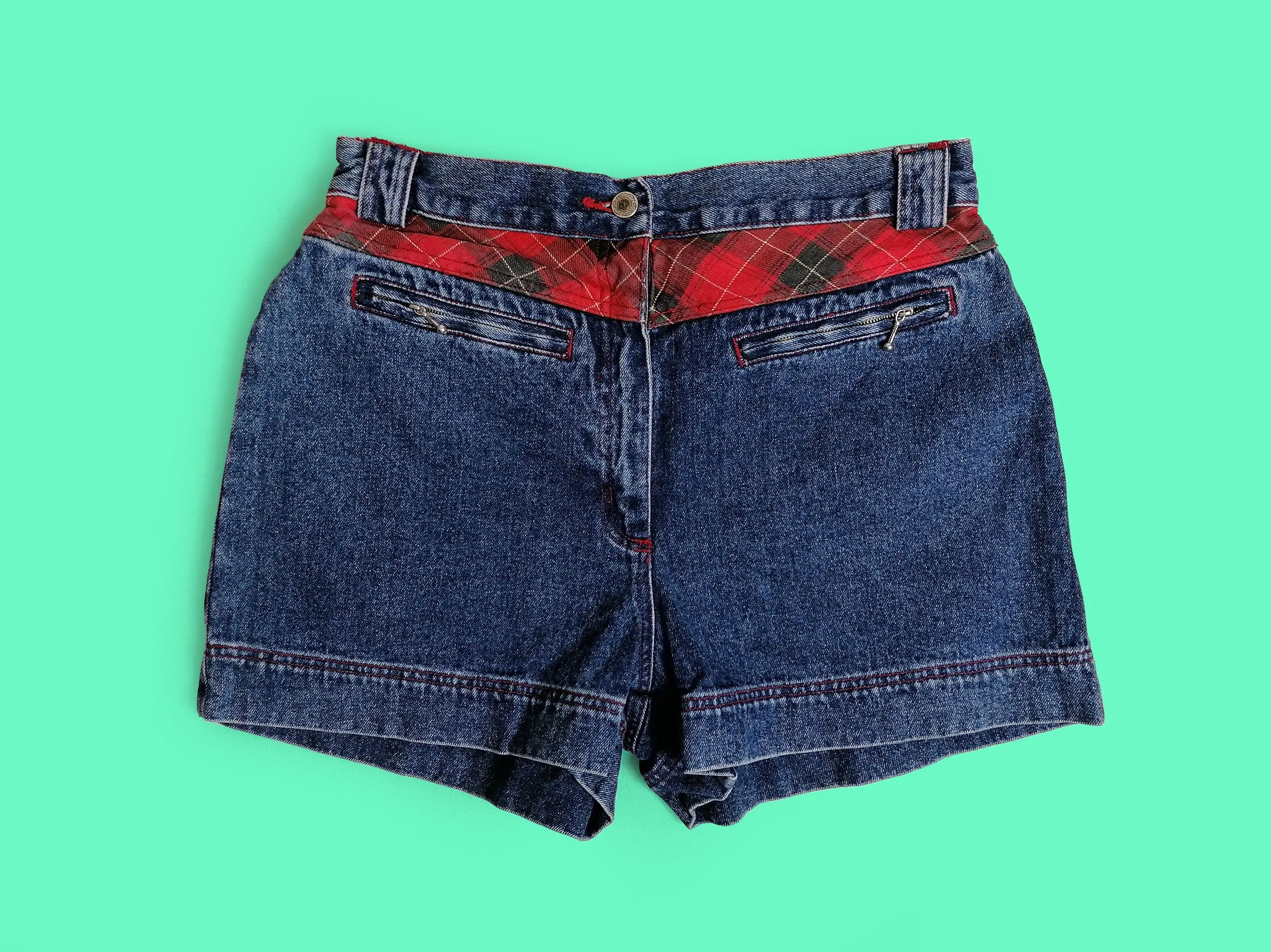 Teddy Patch Denim Shorts Size L