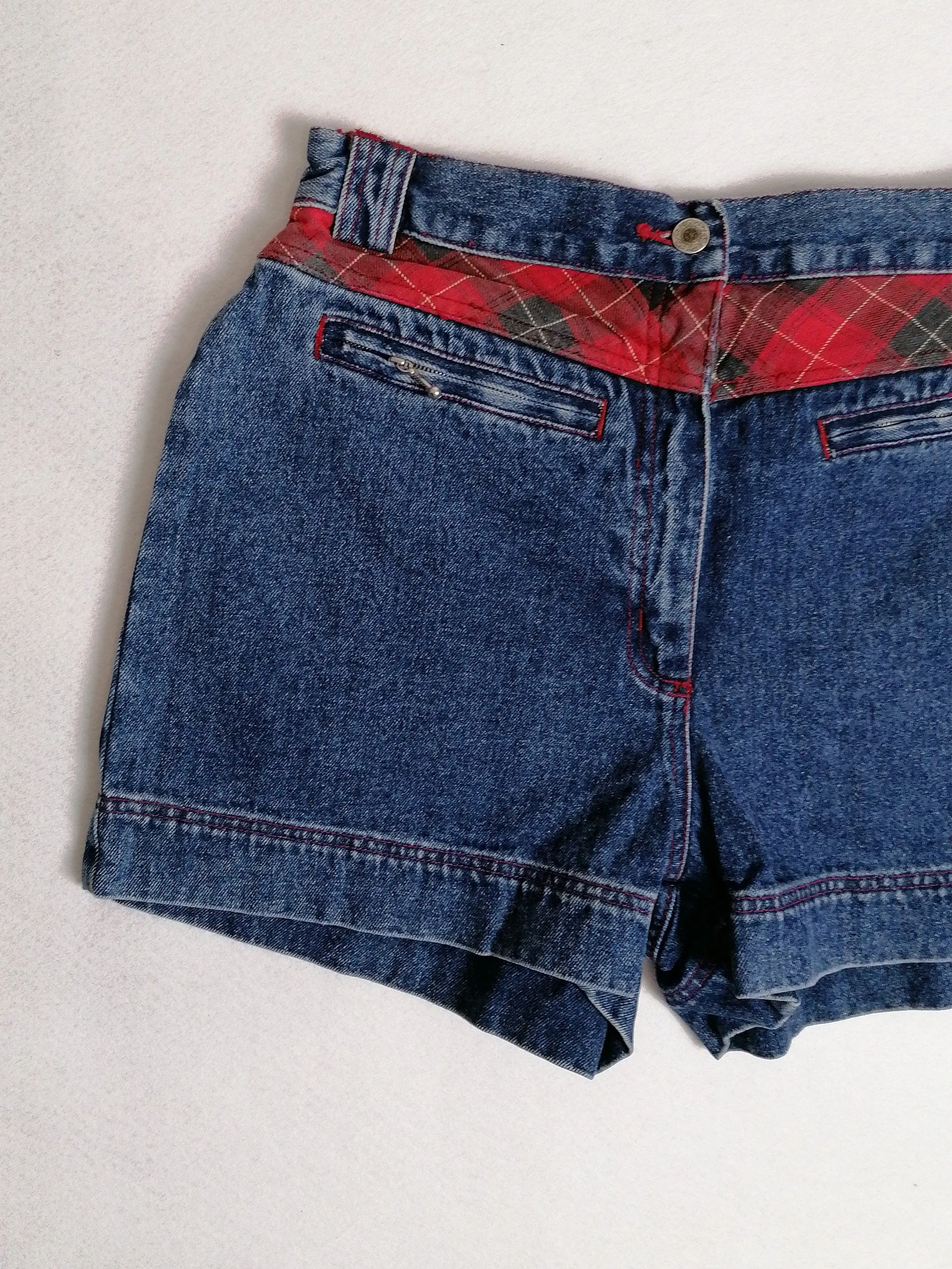 Teddy Patch Denim Shorts Size L