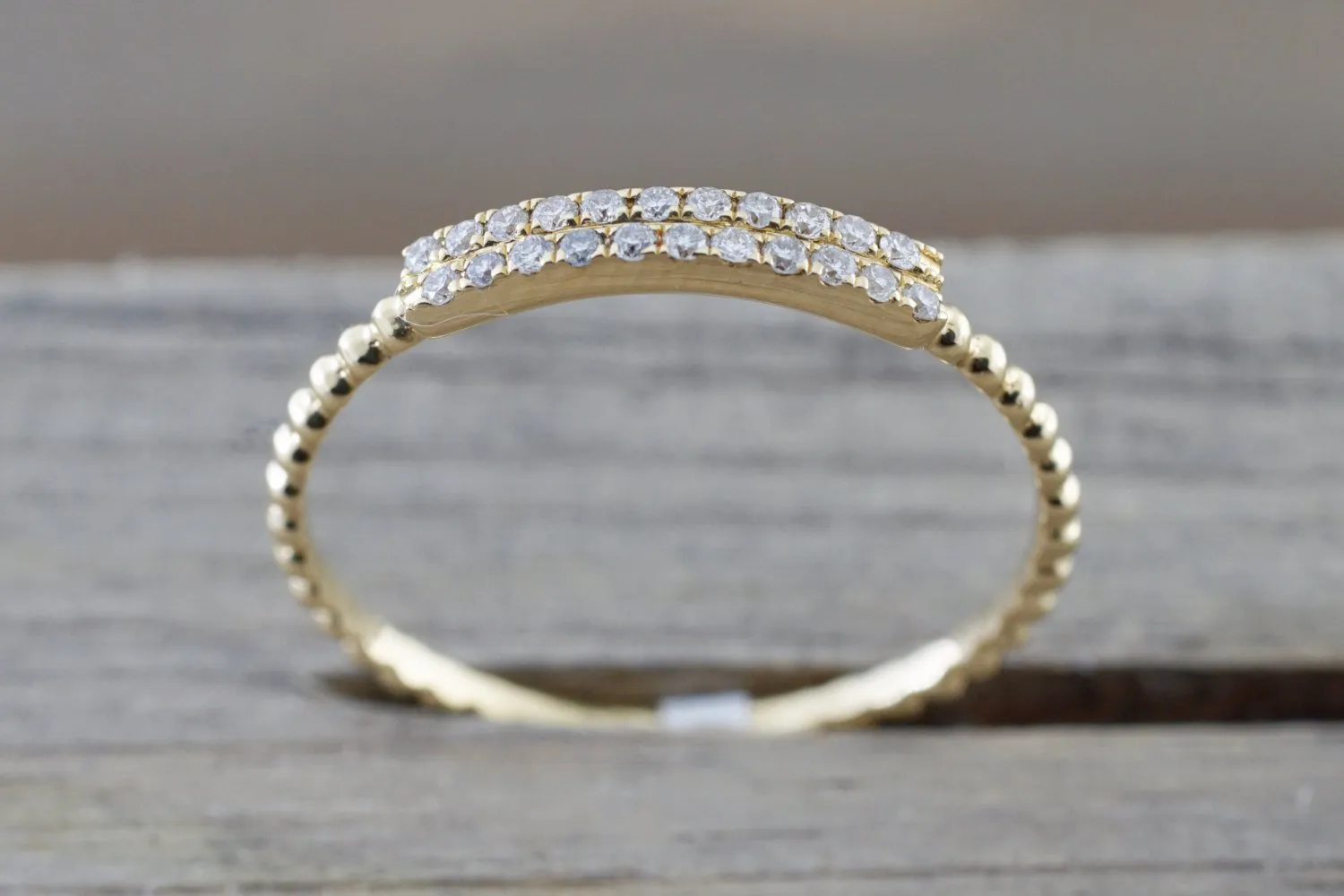 Double Row Diamond Bead Band