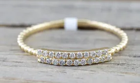 Double Row Diamond Bead Band