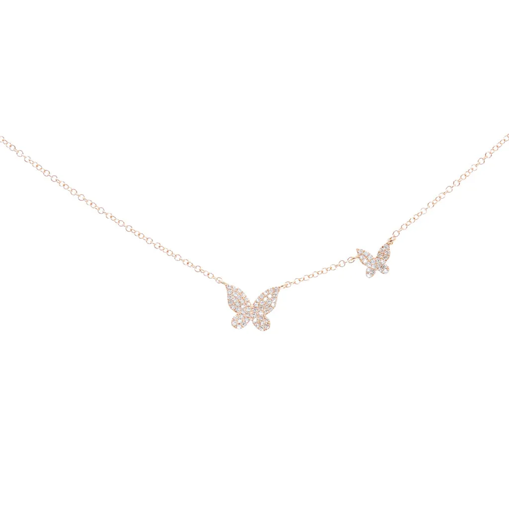 Double Diamond Butterfly Necklace