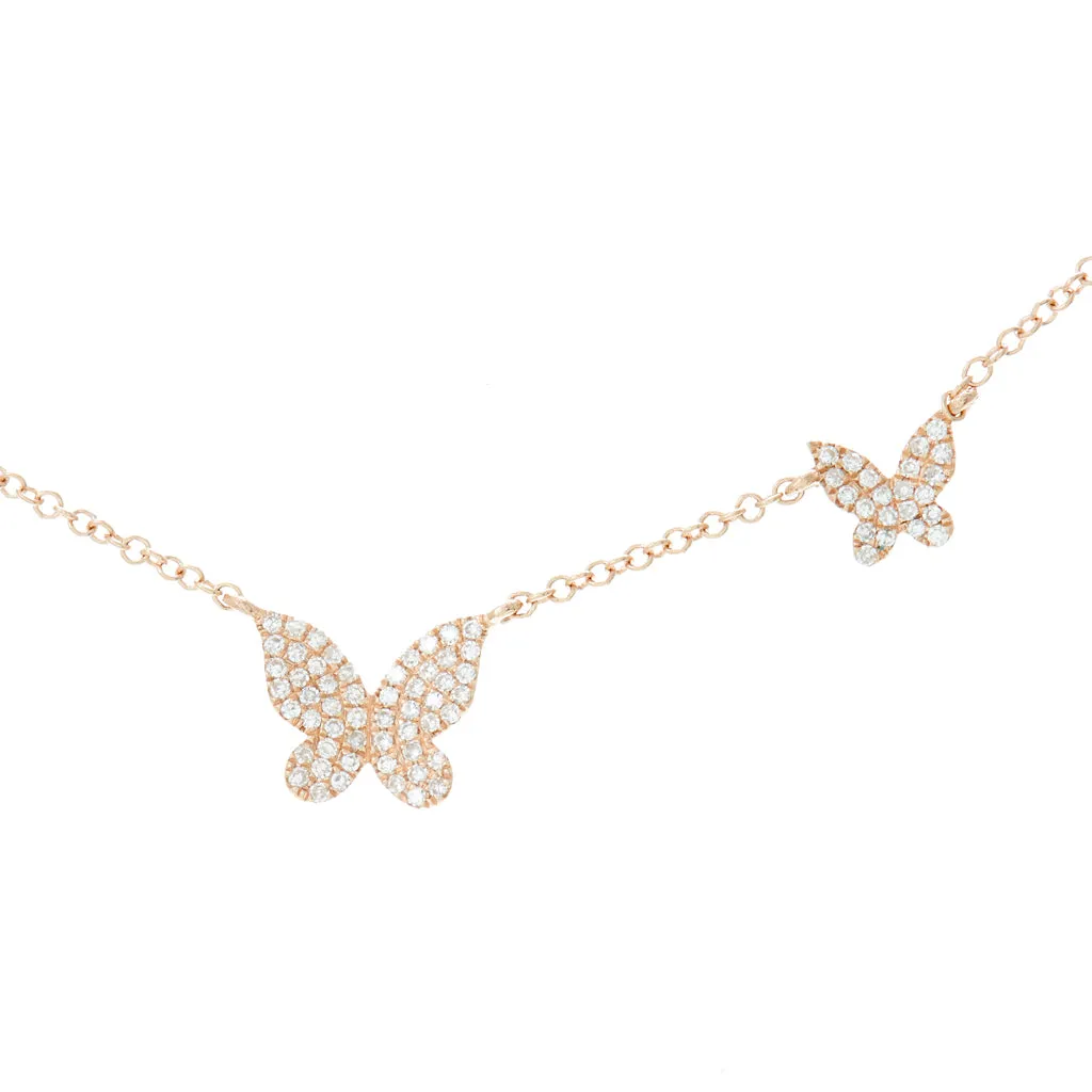 Double Diamond Butterfly Necklace